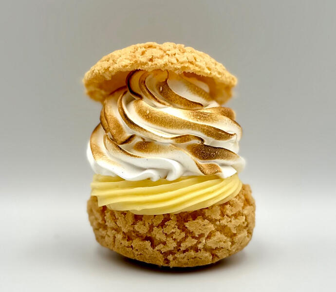 Lemon pastry cream and toasted marshmallow fluff