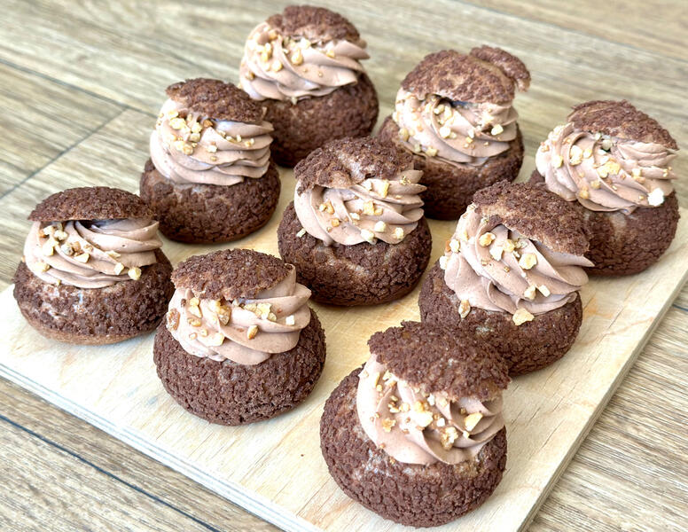 Hazelnut pastry cream and milk chocolate whipped ganache